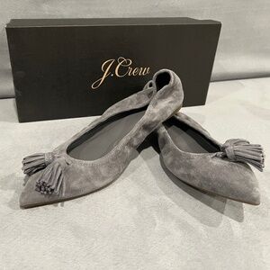 J. Crew Lottie Tassel Flats, Size 7, Dusty Slate